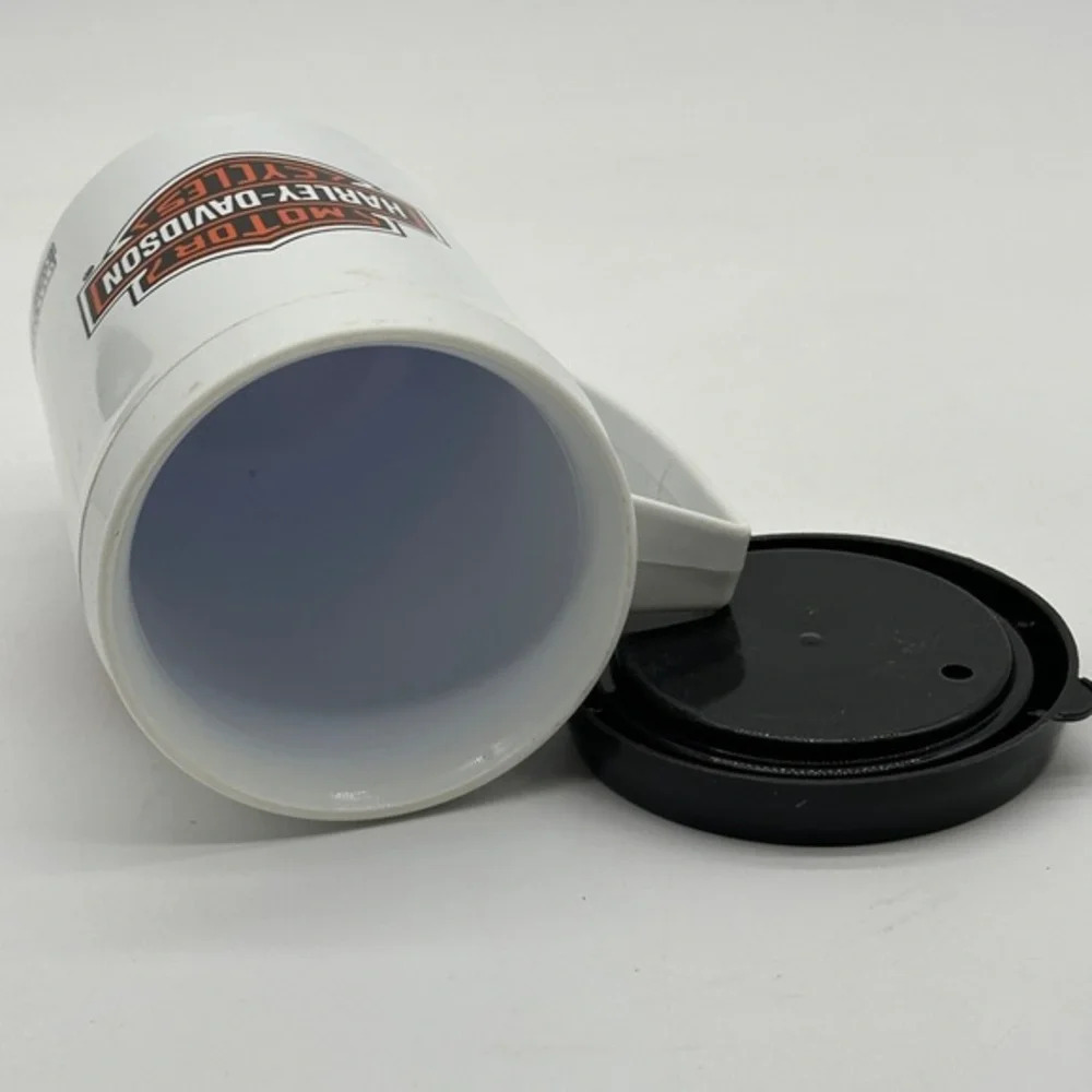 Harley Davidson Vintage White Plastic‎ Mug Cup Motorcycle Bike